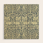 William Morris Brer Rabbit Indigo Blue Vintage Pattern Wood Wall Art Gallery Image 1