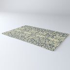 William Morris Brer Rabbit Indigo Blue Vintage Pattern Rug Gallery Image 3
