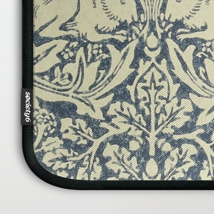 William Morris Brer Rabbit Indigo Blue Vintage Pattern Laptop Sleeve Gallery Image 3