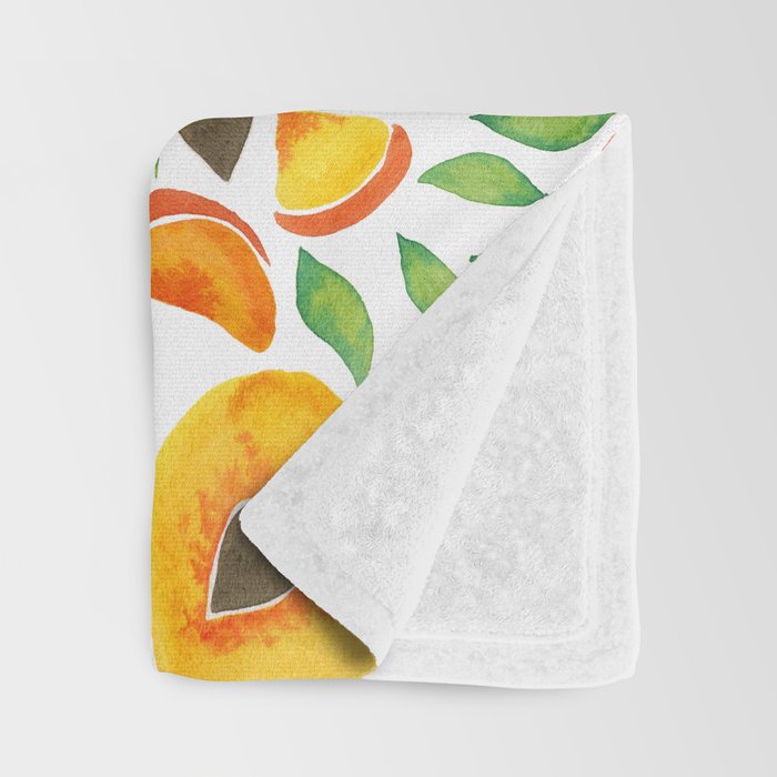 Peaches - Green Leaves Throw Blanket Gallery Image 3