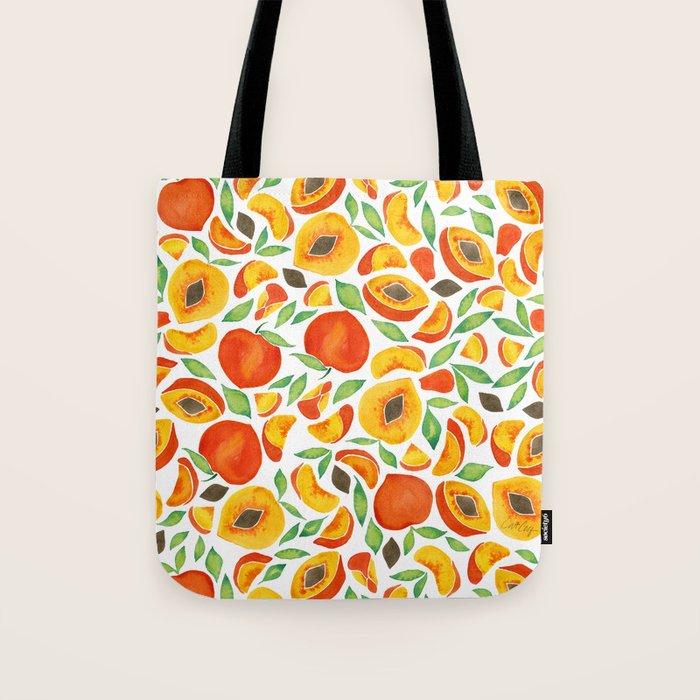 Peaches - Green Leaves Tote Bag Gallery Image 1