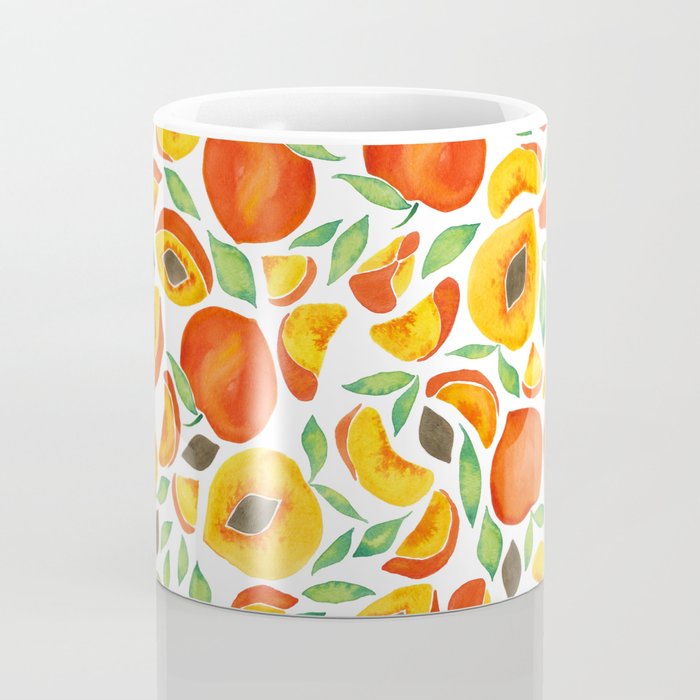Peaches - Green Leaves Coffee Mug Gallery Image 4