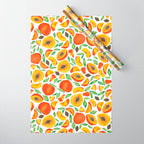 Peaches - Green Leaves Wrapping Paper Gallery Image 1