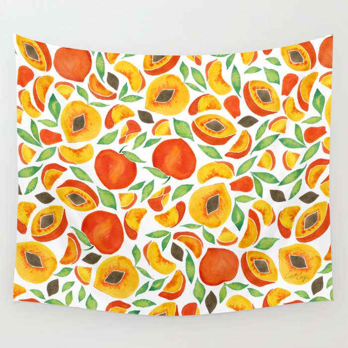 Peaches - Green Leaves Wall Tapestry Gallery Image 4