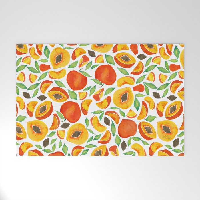 Peaches - Green Leaves Welcome Mat Gallery Image 1