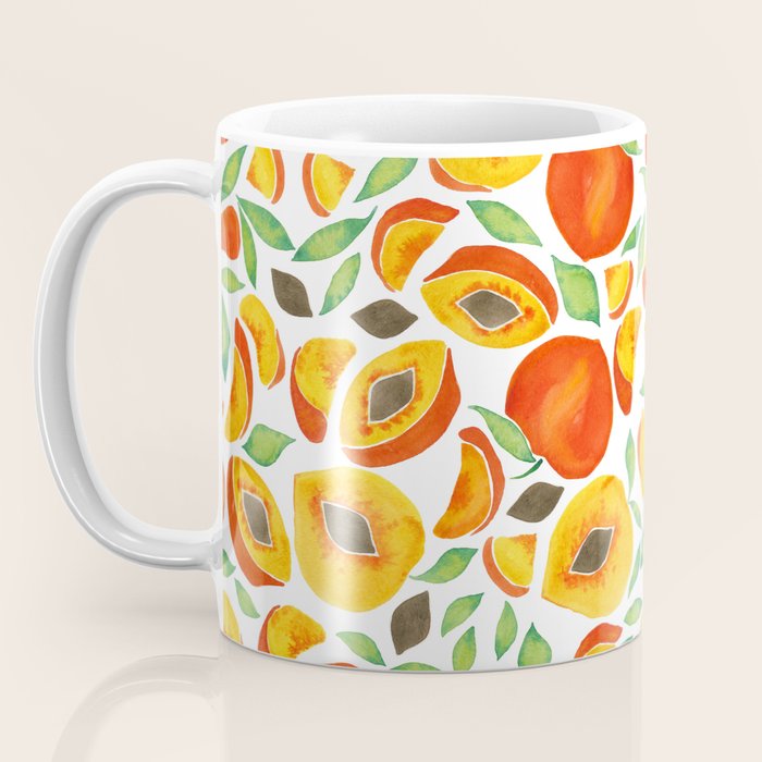 Peaches - Green Leaves Coffee Mug Gallery Image 3