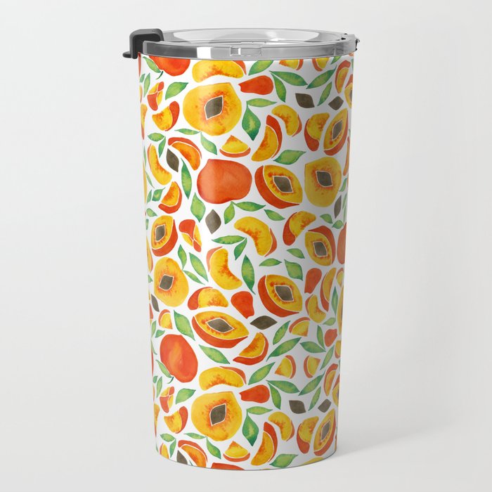 Peaches - Green Leaves Travel Mug Gallery Image 3
