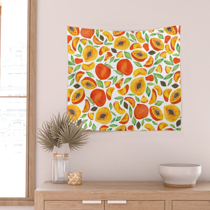 Peaches - Green Leaves Wall Tapestry Gallery Image 2