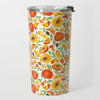 Peaches - Green Leaves Travel Mug Gallery Image 2