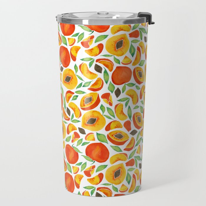 Peaches - Green Leaves Travel Mug Gallery Image 2