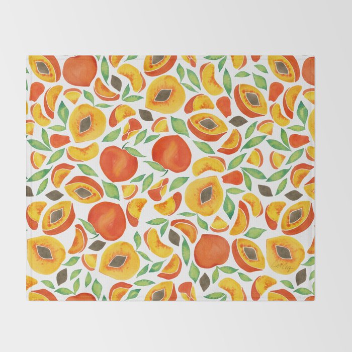 Peaches - Green Leaves Throw Blanket Gallery Image 2