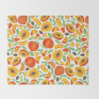 Peaches - Green Leaves Throw Blanket Gallery Image 2