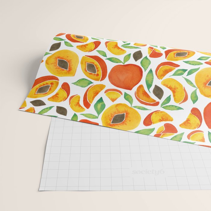 Peaches - Green Leaves Wrapping Paper Gallery Image 2