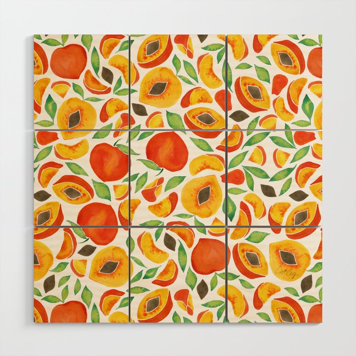 Peaches - Green Leaves Wood Wall Art Gallery Image 1