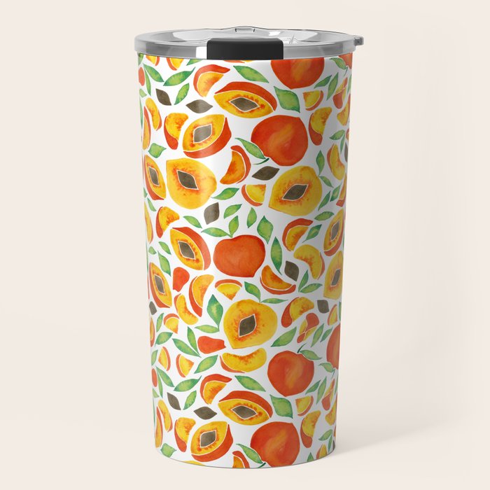 Peaches - Green Leaves Travel Mug Gallery Image 1