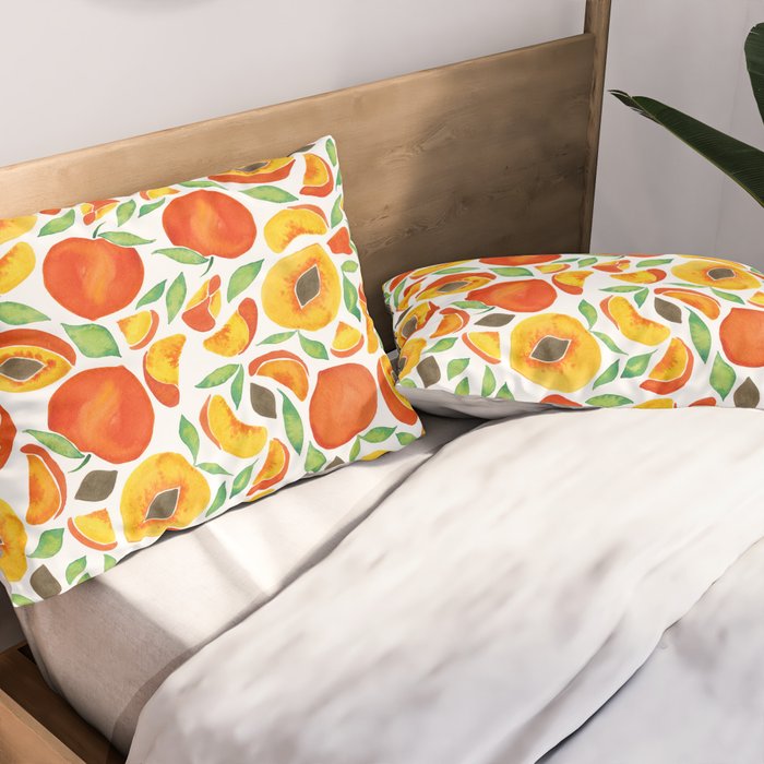 Peaches - Green Leaves Pillow Sham Gallery Image 2