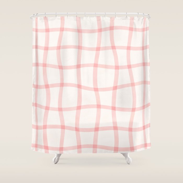 Pink Woven Print Shower Curtain Gallery Image 1