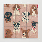 Pure love pockets I // blush pink background Dachshund Beagle Dalmatian Basset Hound Labrador Retriever Husky Welsh Corgi and Italian Greyhound dog puppies Wood Wall Art Gallery Image 1