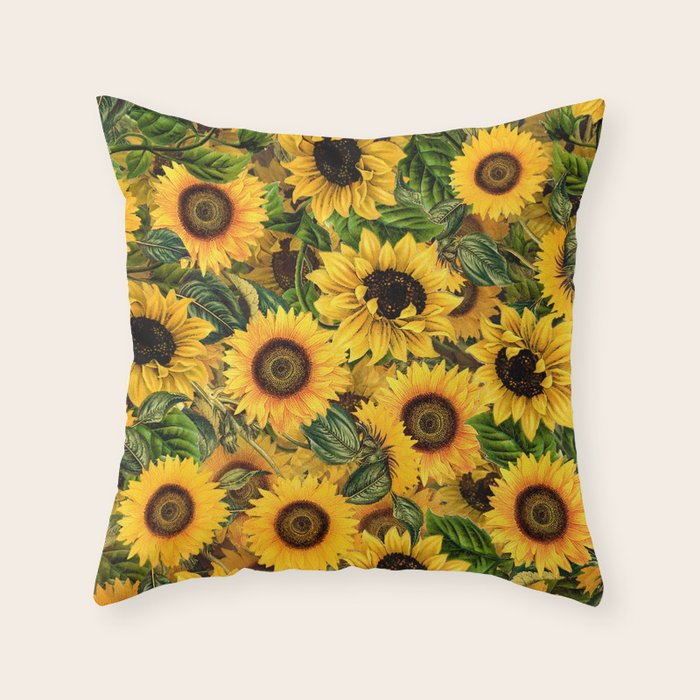 Vintage & Shabby Chic - Noon Sunflowers Garden Throw Pillow Gallery Image 6