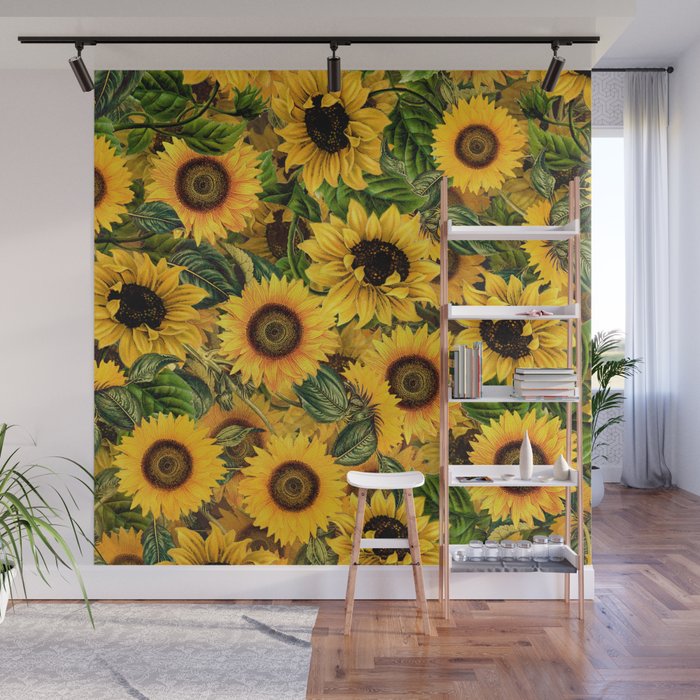 Vintage & Shabby Chic - Noon Sunflowers Garden Wall Mural Gallery Image 1
