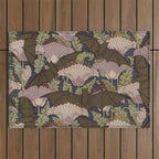 Vintage Art Deco Bat and Flowers Outdoor Rug Gallery Image 1