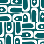 Mid Century Modern Piquet Abstract Multi Geometric Pattern in Deep Teal Marine Green-Blue and White Coffee Mug Gallery Image 2