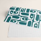 Mid Century Modern Piquet Abstract Multi Geometric Pattern in Deep Teal Marine Green-Blue and White Wrapping Paper Gallery Image 2