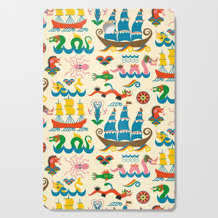 Mythical Sea Creatures - Ocean Monsters Cutting Board Gallery Image 1