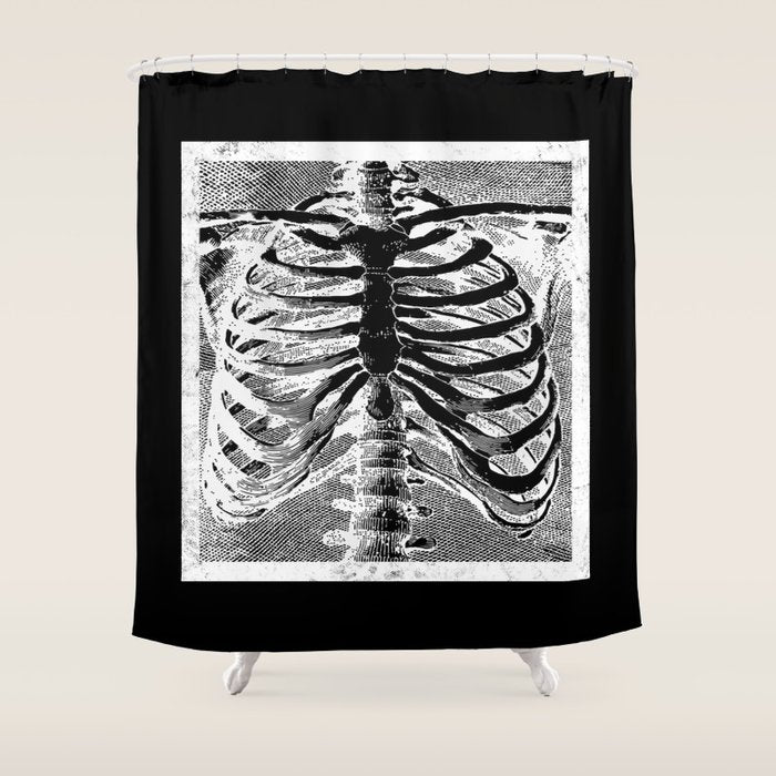 Vintage Skeleton Torso Shower Curtain Gallery Image 1