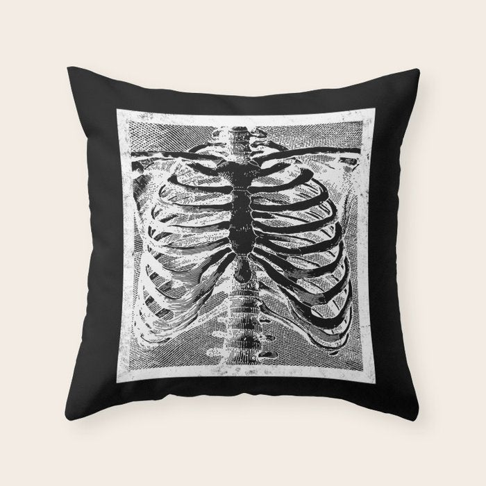 Vintage Skeleton Torso Throw Pillow Gallery Image 6