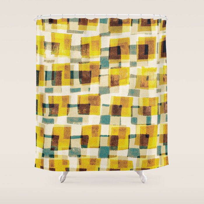 Abstract Linocut Pattern #10 Shower Curtain Gallery Image 1