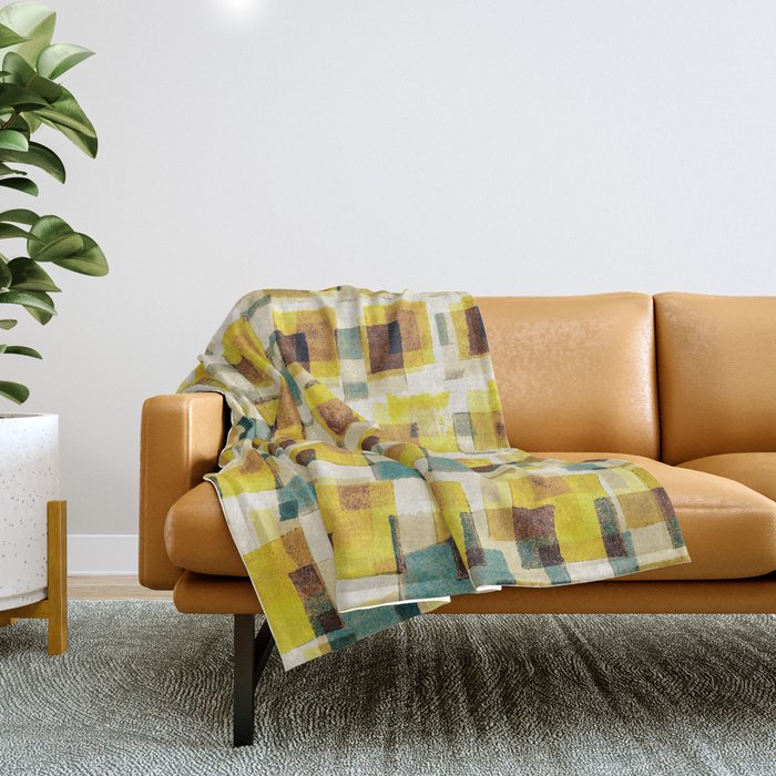 Abstract Linocut Pattern #10 Throw Blanket Gallery Image 1