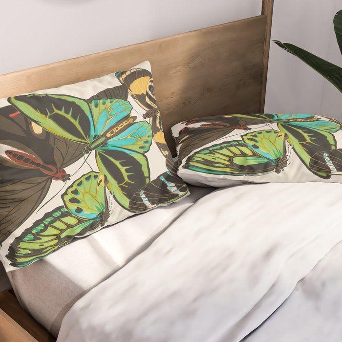 Vintage Butterfly Illustration EA Seguy Papillon Pillow Sham Gallery Image 2