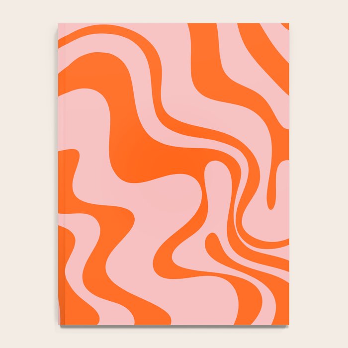 Groovy Retro Liquid Swirl Abstract Orange and Pink Pattern 4 Notebook Gallery Image 4