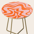 Groovy Retro Liquid Swirl Abstract Orange and Pink Pattern 4 Side Table Gallery Image 2