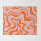 Groovy Retro Liquid Swirl Abstract Orange and Pink Pattern 4 Throw Blanket Gallery Image 2