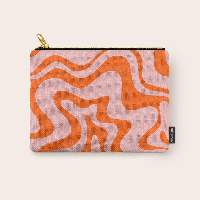 Groovy Retro Liquid Swirl Abstract Orange and Pink Pattern 4 Carry All Pouch Gallery Image 1
