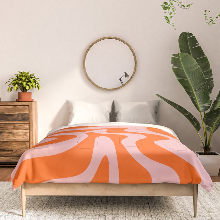 Groovy Retro Liquid Swirl Abstract Orange and Pink Pattern 4 Comforter Gallery Image 3