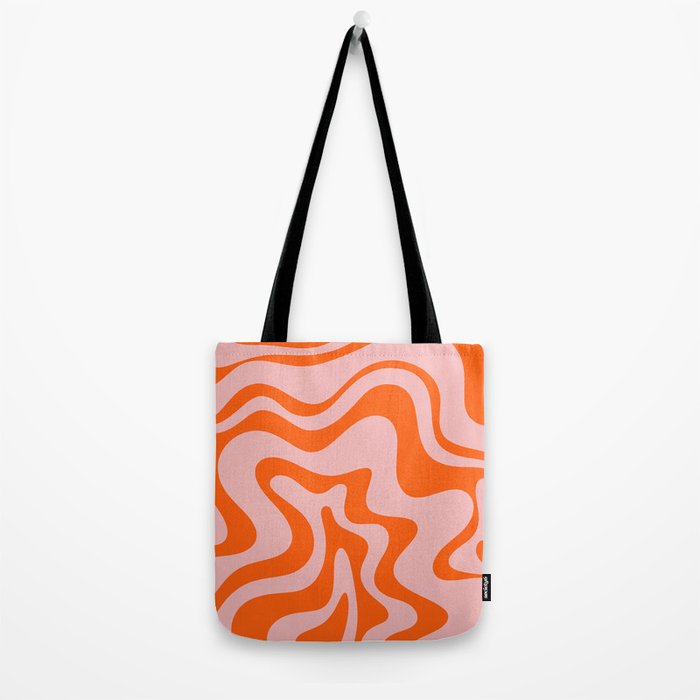 Groovy Retro Liquid Swirl Abstract Orange and Pink Pattern 4 Tote Bag Gallery Image 2