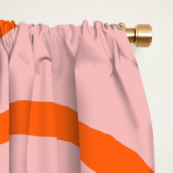 Groovy Retro Liquid Swirl Abstract Orange and Pink Pattern 4 Window Curtain Gallery Image 2