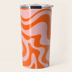 Groovy Retro Liquid Swirl Abstract Orange and Pink Pattern 4 Travel Mug Gallery Image 1