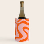 Groovy Retro Liquid Swirl Abstract Orange and Pink Pattern 4 Wine Chiller Gallery Image 2