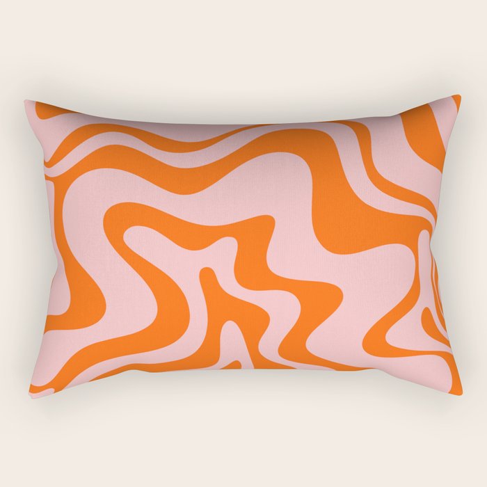 Groovy Retro Liquid Swirl Abstract Orange and Pink Pattern 4 Rectangular Pillow Gallery Image 2