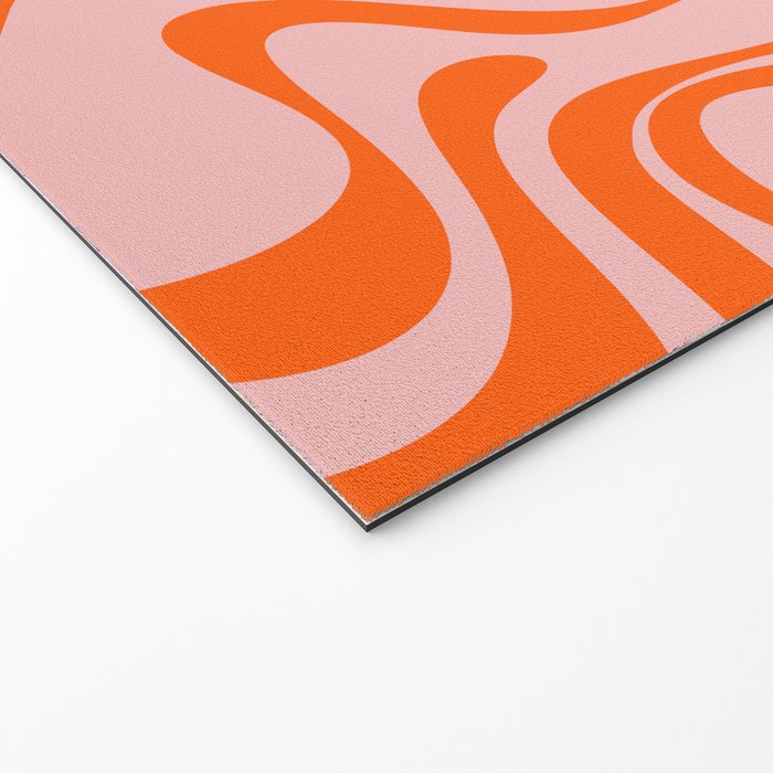 Groovy Retro Liquid Swirl Abstract Orange and Pink Pattern 4 Welcome Mat Gallery Image 2