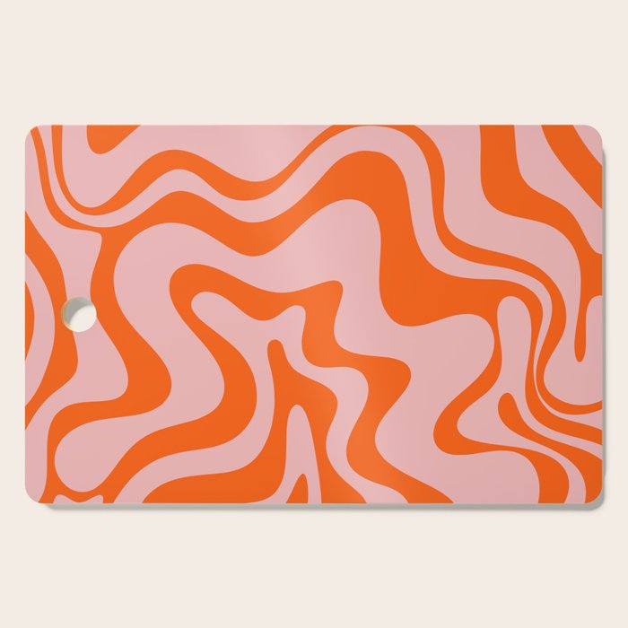 Groovy Retro Liquid Swirl Abstract Orange and Pink Pattern 4 Cutting Board Gallery Image 1