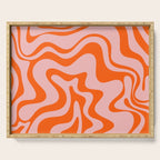 Groovy Retro Liquid Swirl Abstract Orange and Pink Pattern 4 Serving Tray Gallery Image 1