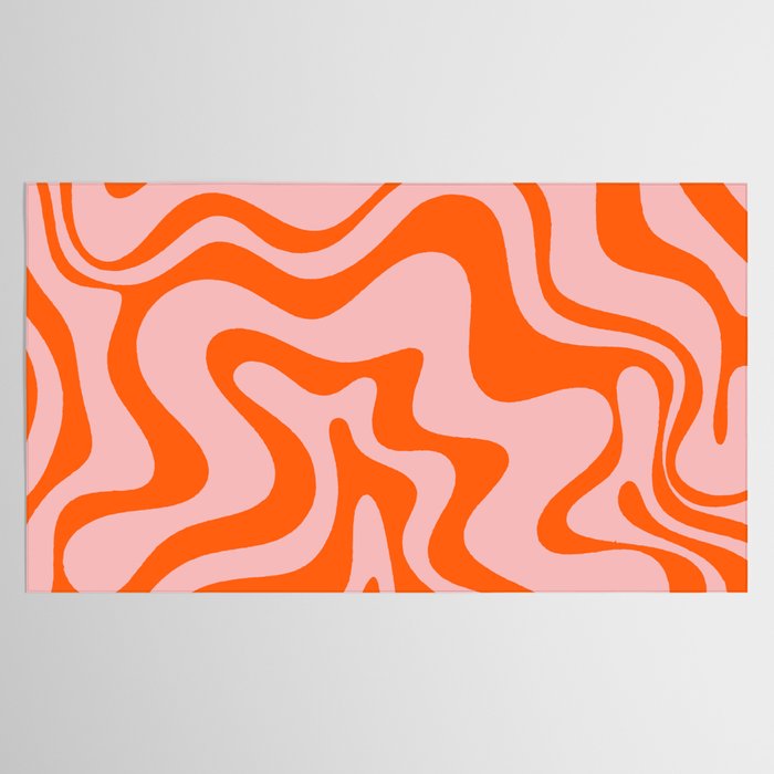 Groovy Retro Liquid Swirl Abstract Orange and Pink Pattern 4 Tablecloth Gallery Image 2