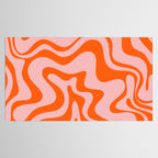 Groovy Retro Liquid Swirl Abstract Orange and Pink Pattern 4 Tablecloth Gallery Image 2