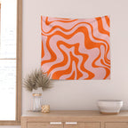 Groovy Retro Liquid Swirl Abstract Orange and Pink Pattern 4 Wall Tapestry Gallery Image 2