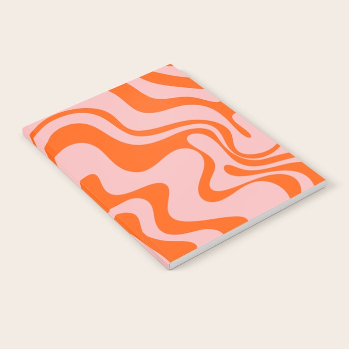Groovy Retro Liquid Swirl Abstract Orange and Pink Pattern 4 Notebook Gallery Image 1